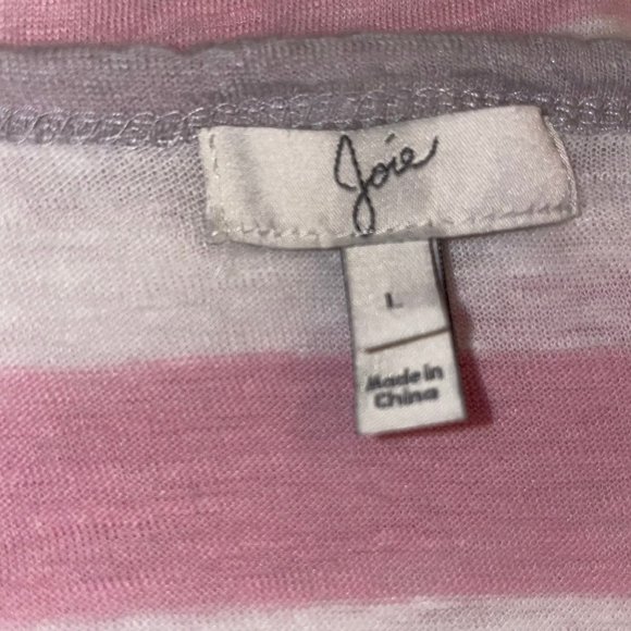 Joie 100% Linen Striped Oversized Pink White Knit Top Stretch XL T-Shirt Tee - Picture 7 of 9